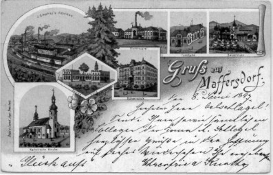 Correspondenz-Karte: "Gru aus Maffersdorf" vom 8. Juni 1897